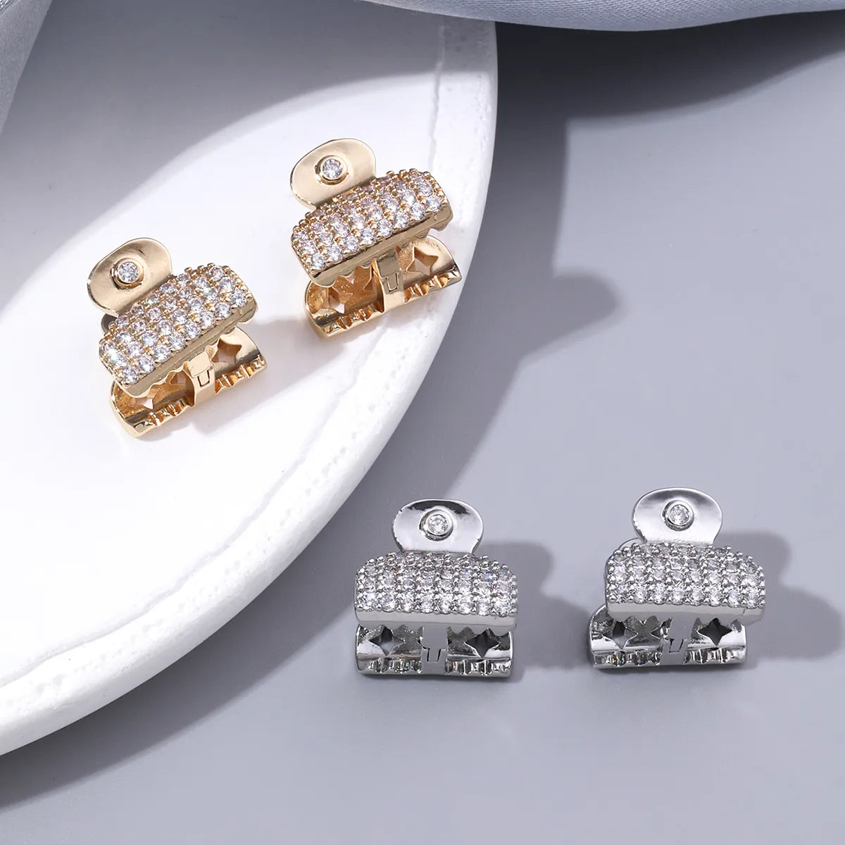 1 Pair Ig Style Solid Color Plating Inlay Copper Zircon 18k Gold Plated Ear Cuffs