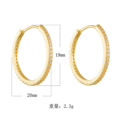 1 Pair Ig Style Solid Color Plating Inlay Sterling Silver Zircon 14k Gold Plated Rhodium Plated Hoop Earrings