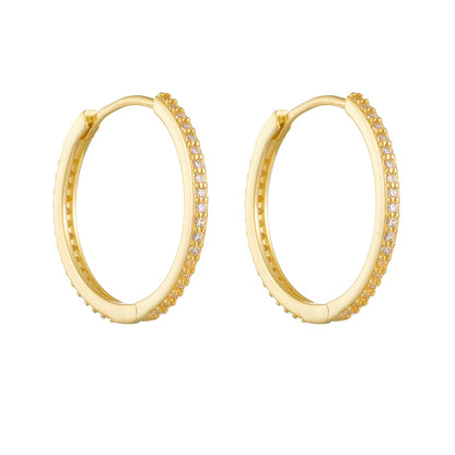 1 Pair Ig Style Solid Color Plating Inlay Sterling Silver Zircon 14k Gold Plated Rhodium Plated Hoop Earrings