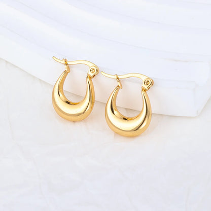 1 Pair IG Style Solid Color Plating Stainless Steel Hoop Earrings