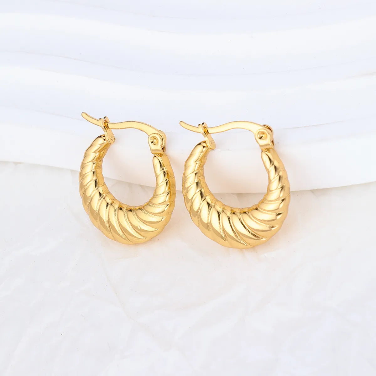 1 Pair IG Style Solid Color Plating Stainless Steel Hoop Earrings