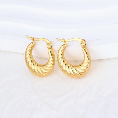 1 Pair IG Style Solid Color Plating Stainless Steel Hoop Earrings