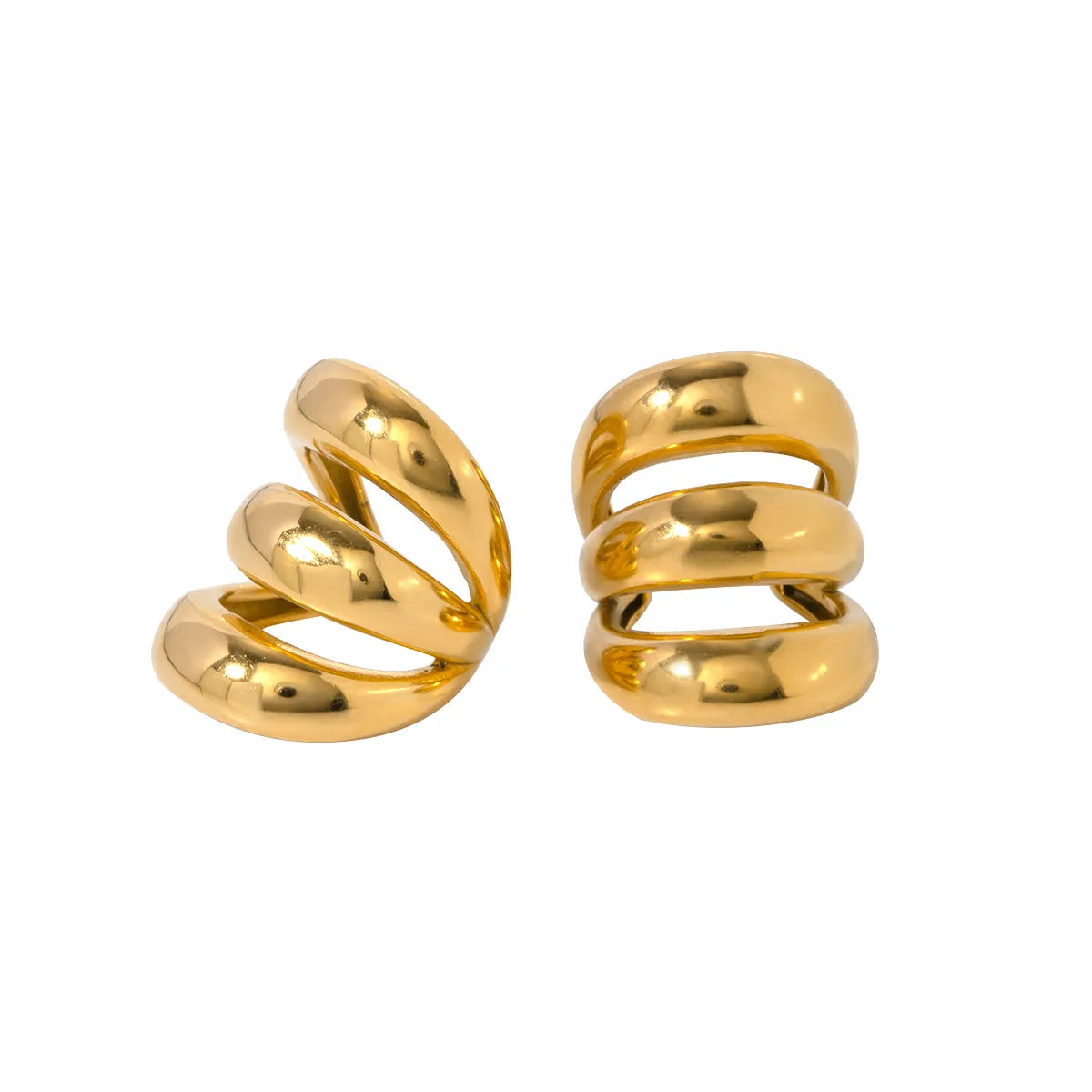 1 Pair IG Style Solid Color Stainless Steel 18K Gold Plated Ear Cuffs