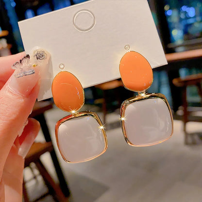 1 Pair Ig Style Square Enamel Plating Alloy Drop Earrings