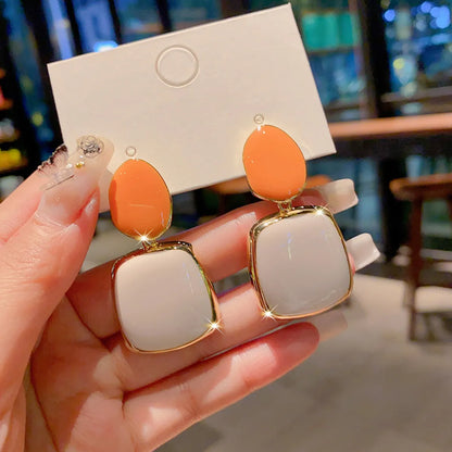 1 Pair Ig Style Square Enamel Plating Alloy Drop Earrings