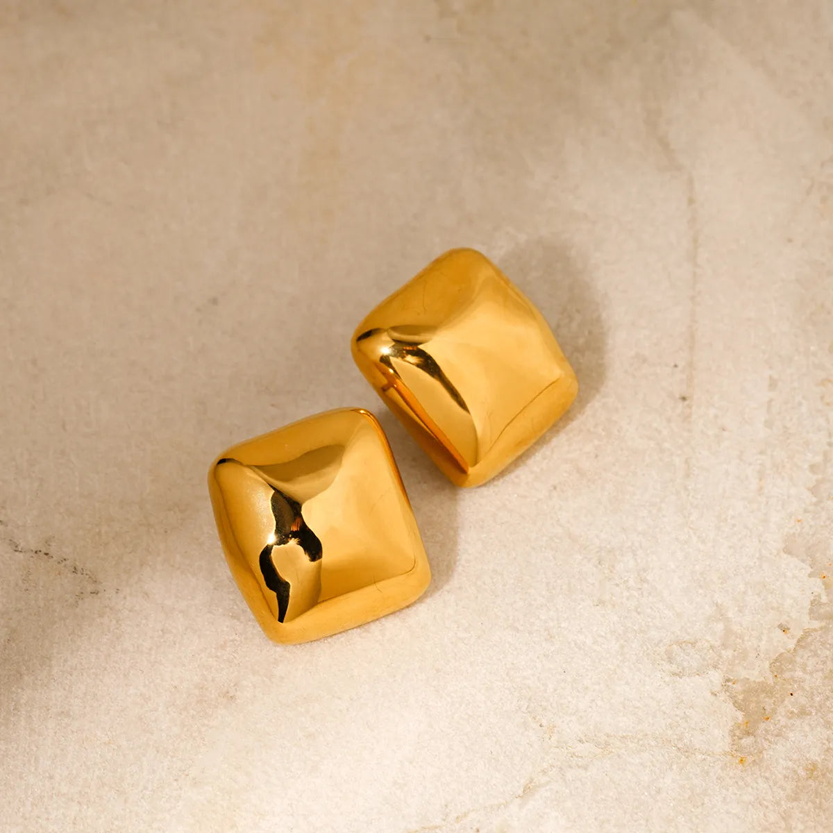 1 Pair Ig Style Square Plating Stainless Steel 18k Gold Plated Ear Studs