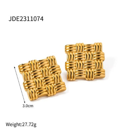 1 Pair IG Style Square Stainless Steel 18K Gold Plated Ear Studs