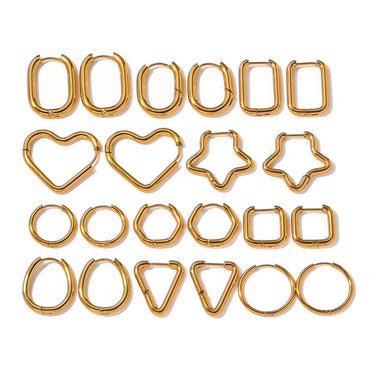 1 Pair IG Style Star Heart Shape Rectangle Plating 304 Stainless Steel Earrings