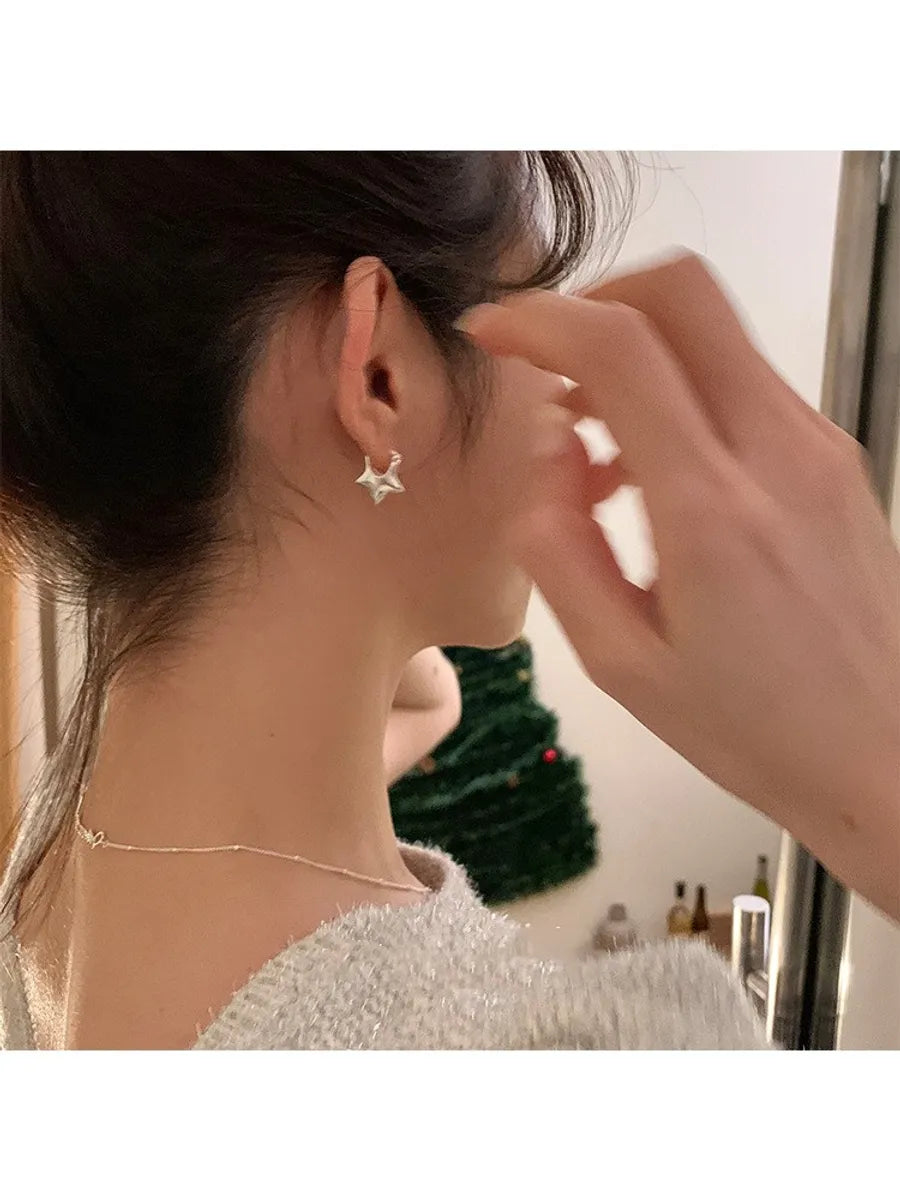 1 Pair Ig Style Star Plating Copper Earrings