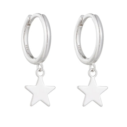 1 Pair Ig Style Star Plating Sterling Silver Rhodium Plated Earrings