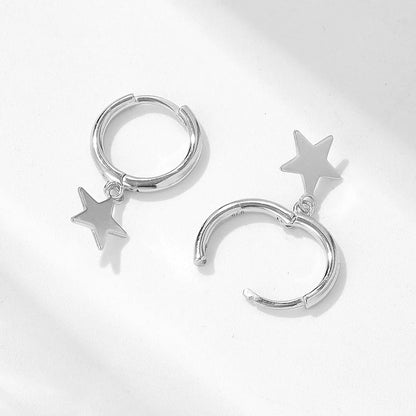 1 Pair Ig Style Star Plating Sterling Silver Rhodium Plated Earrings