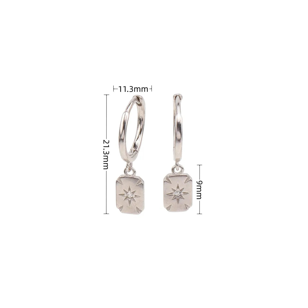 1 Pair Ig Style Star Rectangle Plating Inlay Sterling Silver Zircon White Gold Plated Gold Plated Drop Earrings