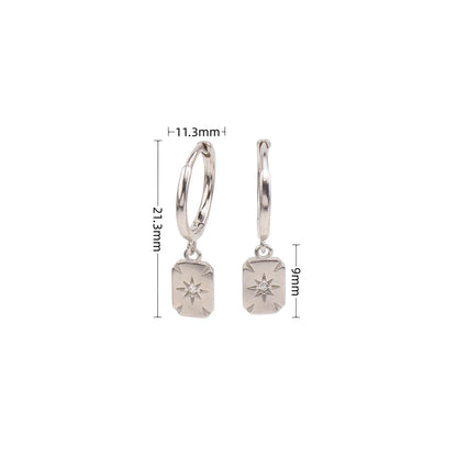 1 Pair Ig Style Star Rectangle Plating Inlay Sterling Silver Zircon White Gold Plated Gold Plated Drop Earrings