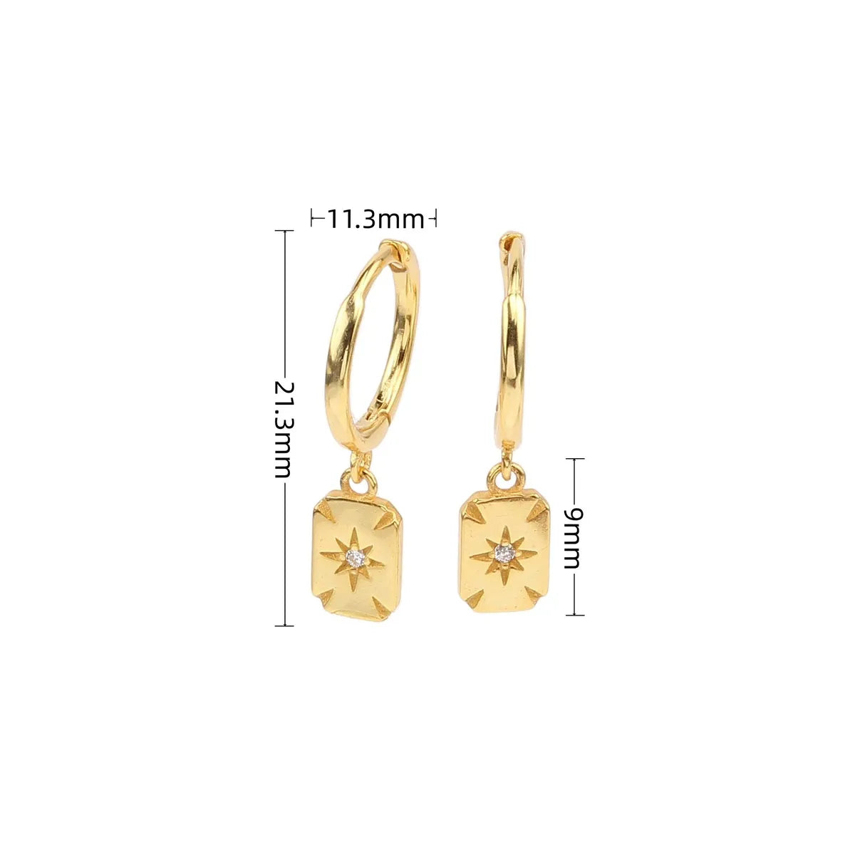 1 Pair Ig Style Star Rectangle Plating Inlay Sterling Silver Zircon White Gold Plated Gold Plated Drop Earrings