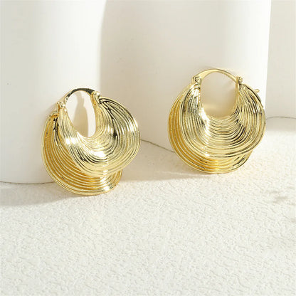 1 Pair IG Style Streetwear Circle Three-Dimensional Copper Hoop Earrings