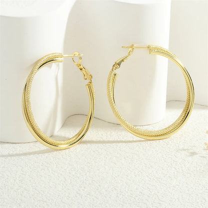 1 Pair IG Style Streetwear Circle Three-Dimensional Copper Hoop Earrings