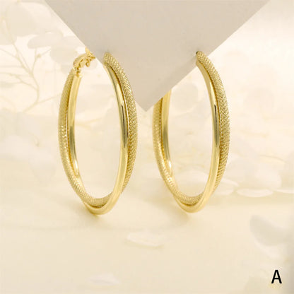 1 Pair IG Style Streetwear Circle Three-Dimensional Copper Hoop Earrings