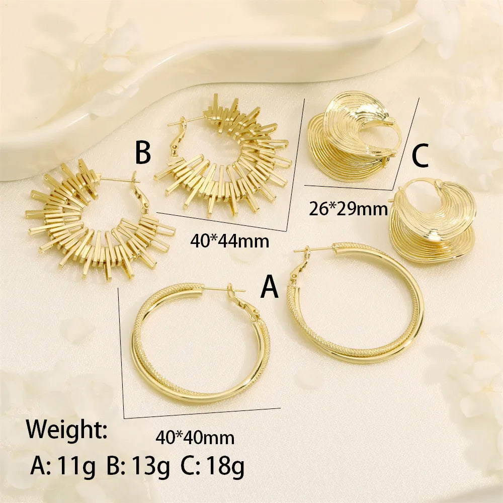 1 Pair IG Style Streetwear Circle Three-Dimensional Copper Hoop Earrings