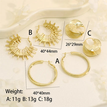 1 Pair IG Style Streetwear Circle Three-Dimensional Copper Hoop Earrings