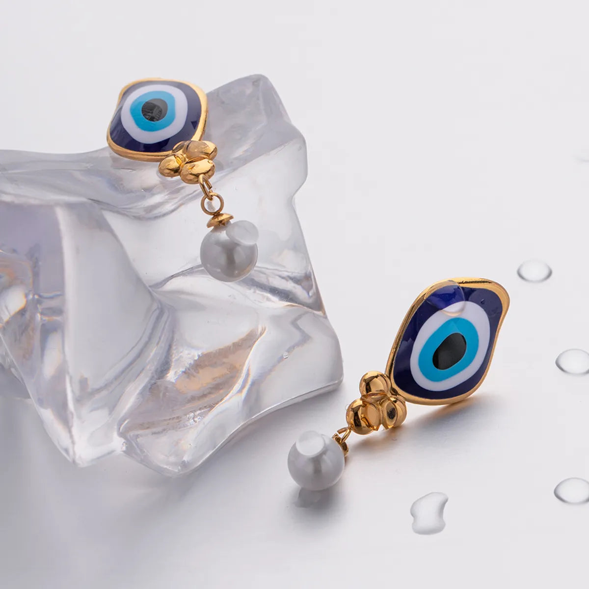 1 Pair Ig Style Streetwear Devil's Eye Enamel Plating Stainless Steel 18k Gold Plated Drop Earrings