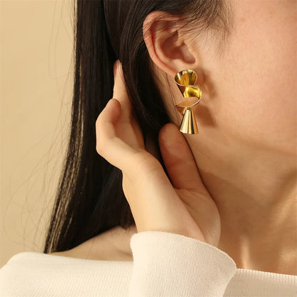 1 Pair IG Style Streetwear Spiral Pleated Copper 18K Gold Plated Ear Studs