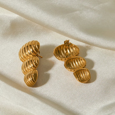 1 Pair Ig Style Stripe Stainless Steel 18k Gold Plated Ear Studs