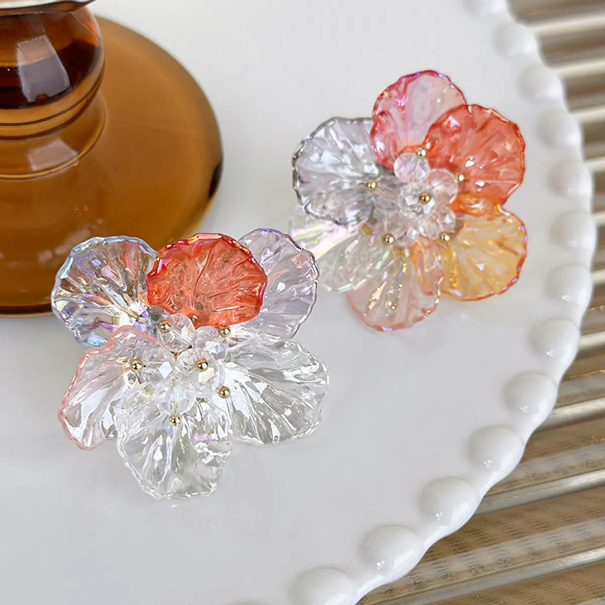 1 Pair IG Style Sweet Artistic Flower Arylic Ear Studs