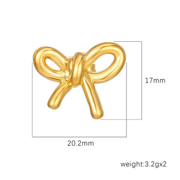 1 Pair IG Style Sweet Bow Knot 304 Stainless Steel 18K Gold Plated Ear Studs