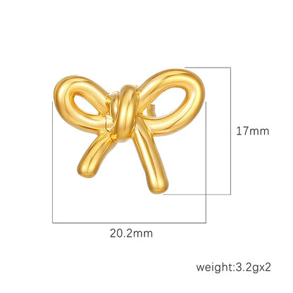 1 Pair IG Style Sweet Bow Knot 304 Stainless Steel 18K Gold Plated Ear Studs