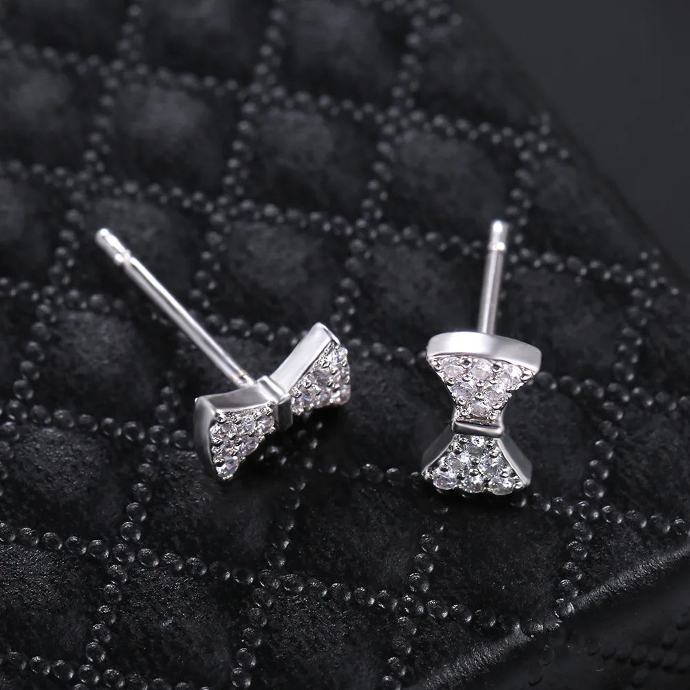 1 Pair IG Style Sweet Bow Knot Inlay Copper Zircon Ear Studs