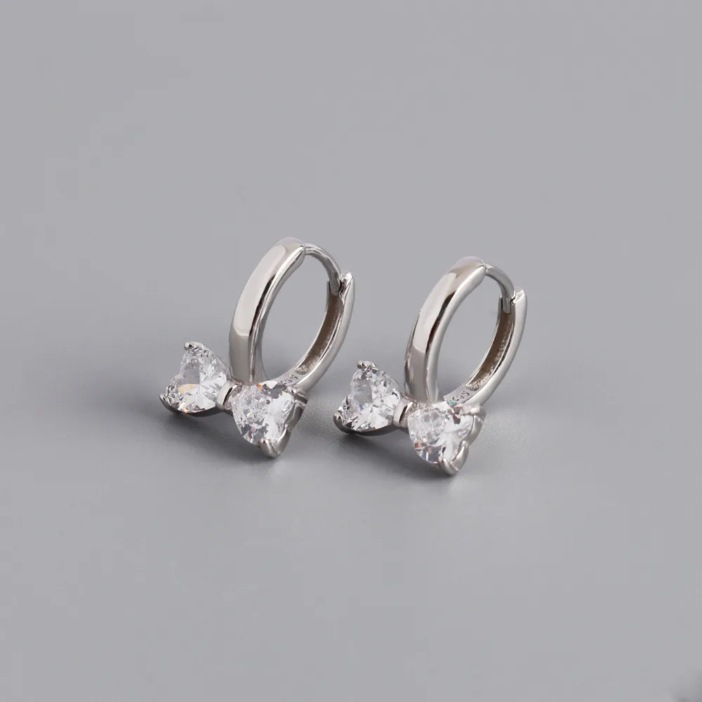 1 Pair Ig Style Sweet Bow Knot Plating Inlay Sterling Silver Zircon Earrings