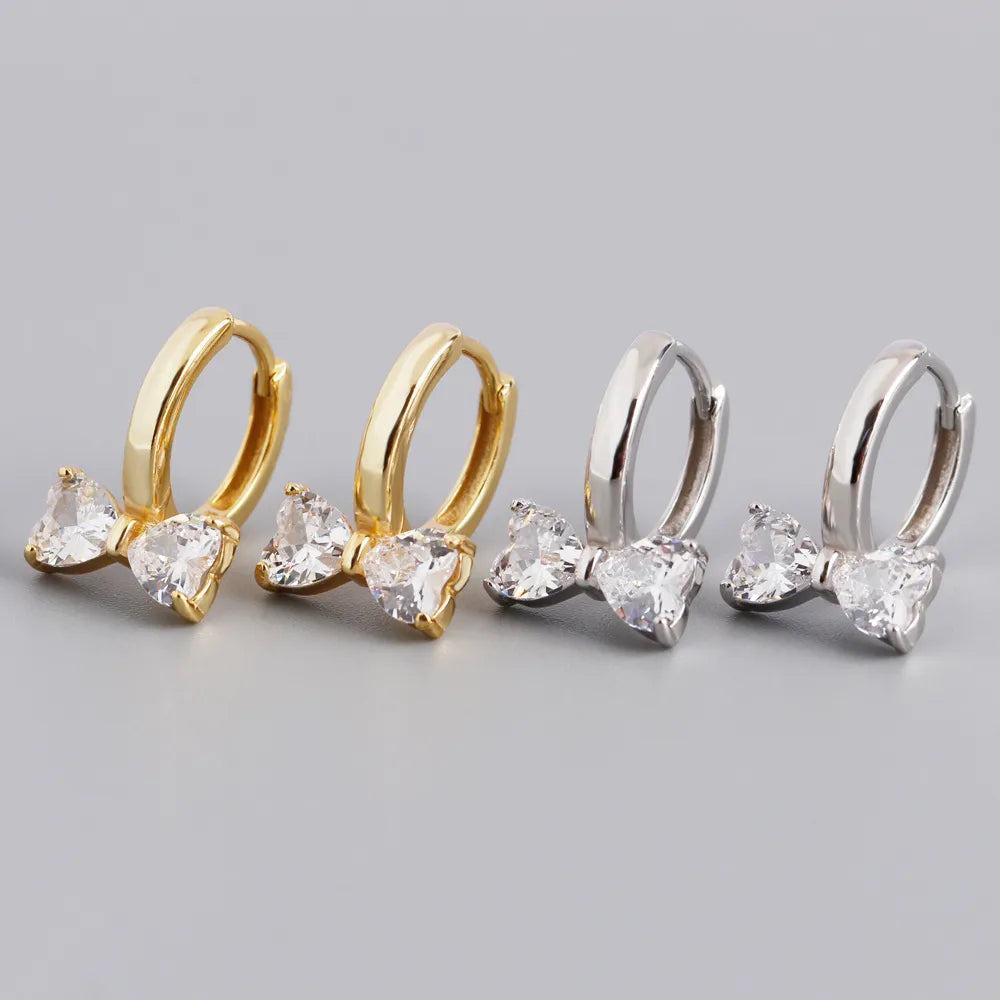 1 Pair Ig Style Sweet Bow Knot Plating Inlay Sterling Silver Zircon Earrings