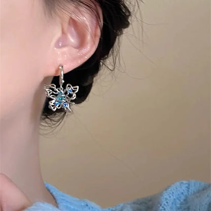 1 Pair IG Style Sweet Butterfly Hollow Out Inlay Copper Zircon Drop Earrings