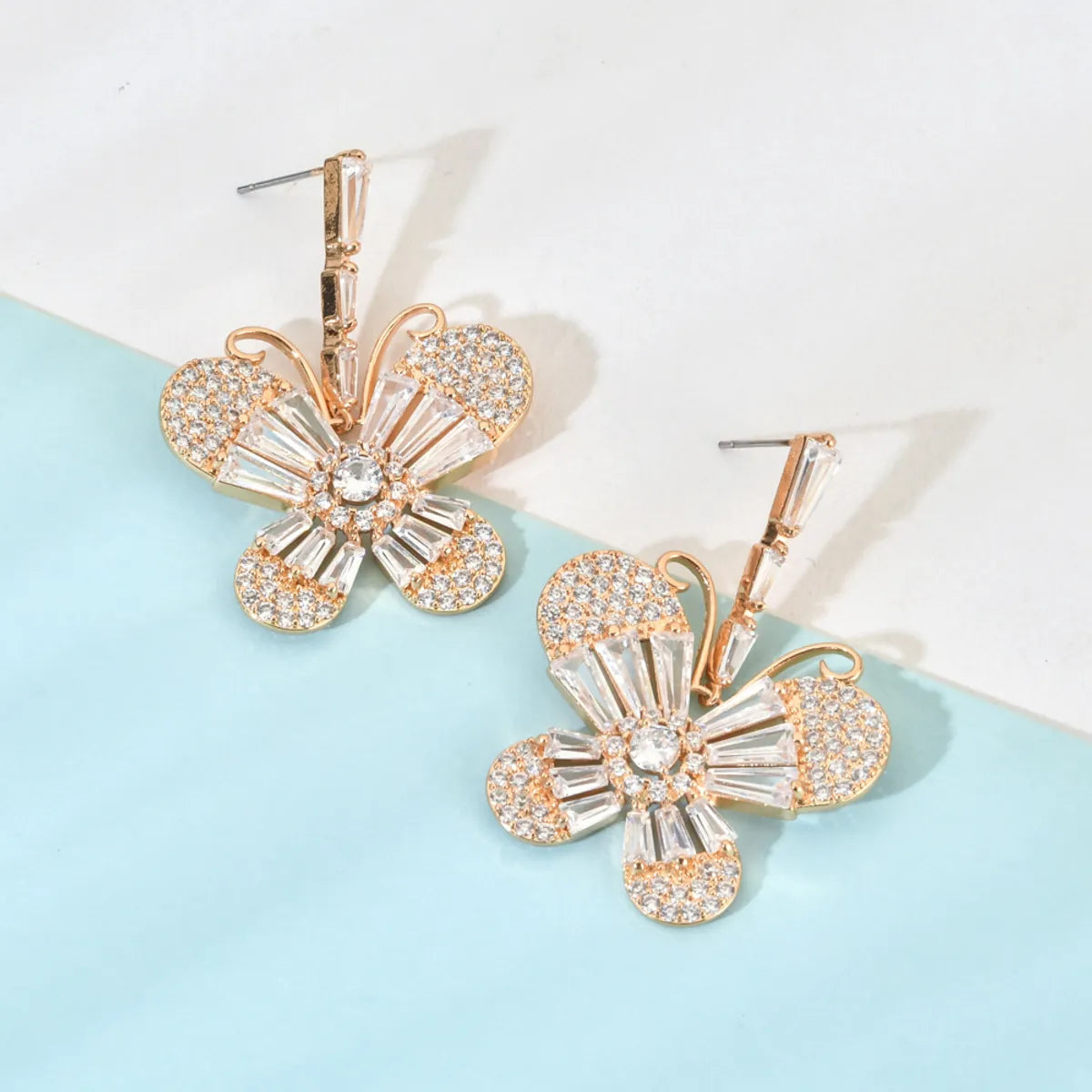 1 Pair Ig Style Sweet Butterfly Plating Inlay Copper Zircon 18k Gold Plated Drop Earrings