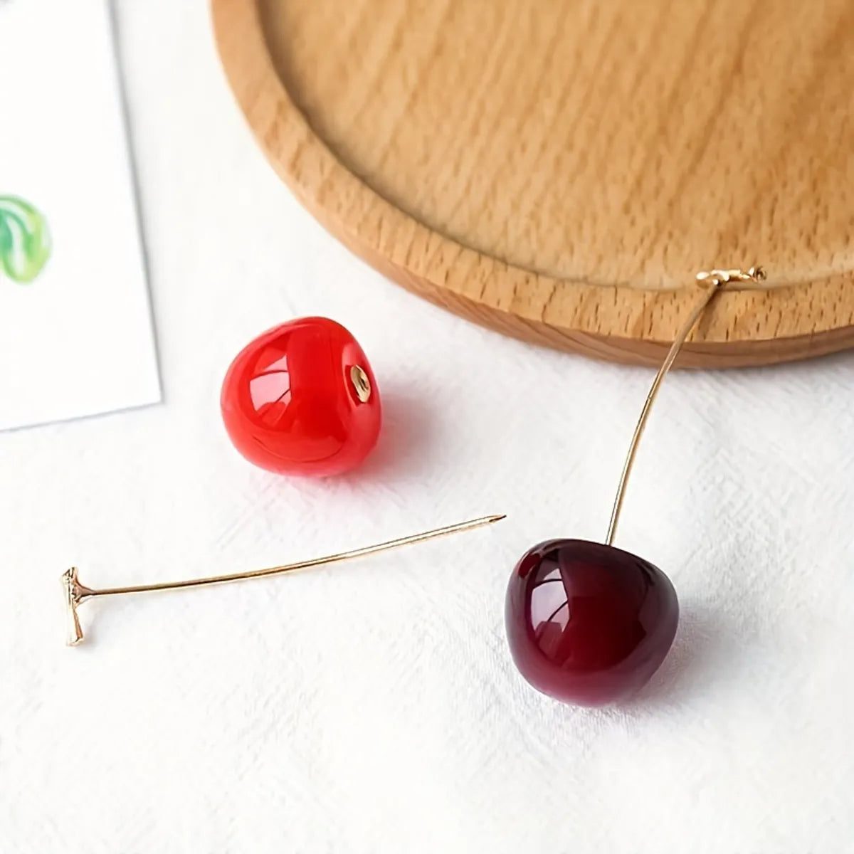 1 Pair IG Style Sweet Cherry Arylic Drop Earrings