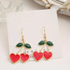 1 Pair Ig Style Sweet Cherry Heart Shape Plating Alloy Drop Earrings