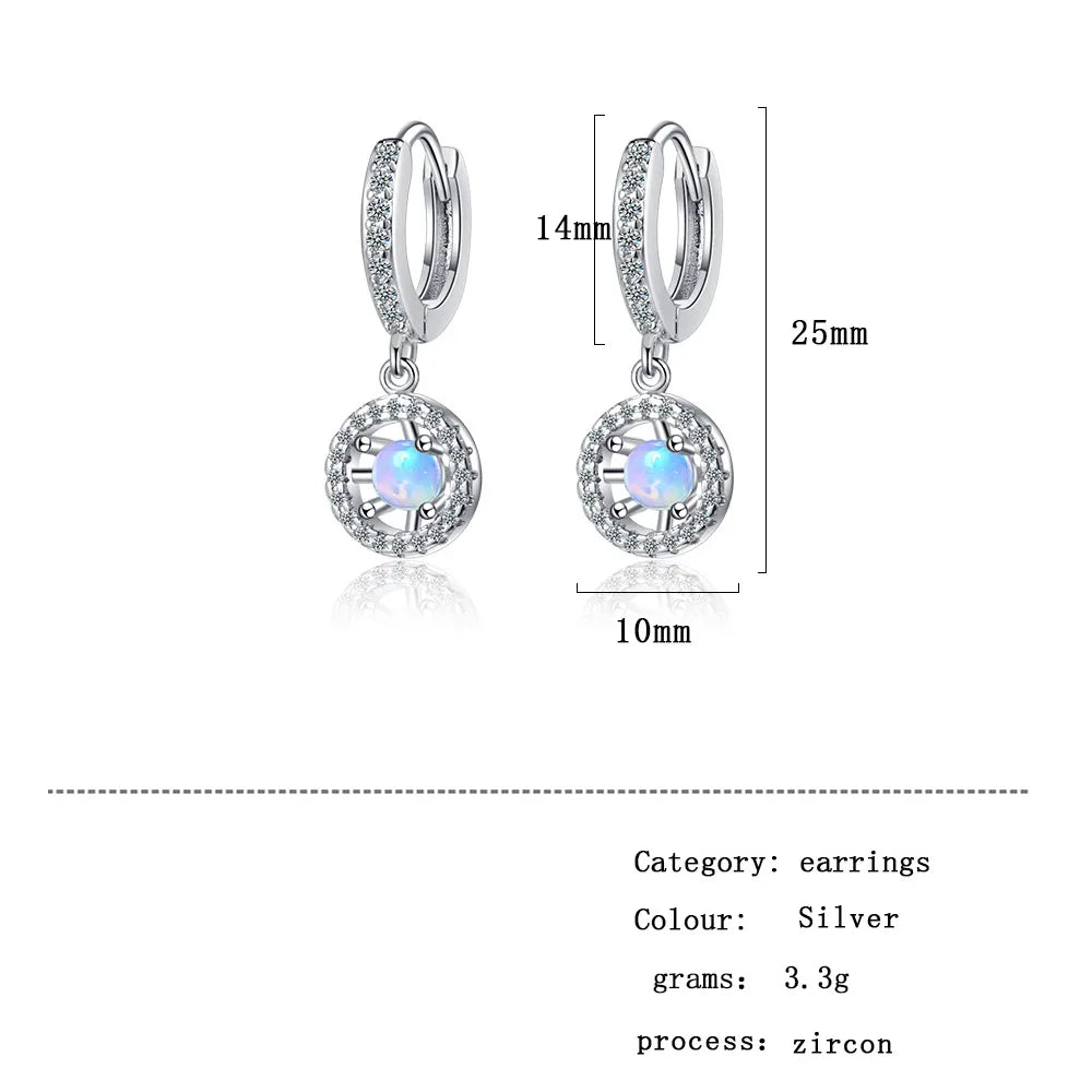 1 Pair IG Style Sweet Circle Inlay Copper Opal Zircon Rose Gold Plated White Gold Plated Drop Earrings