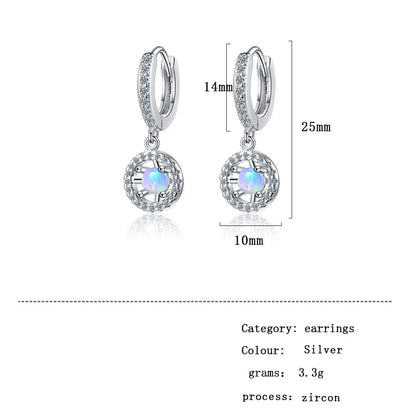 1 Pair IG Style Sweet Circle Inlay Copper Opal Zircon Rose Gold Plated White Gold Plated Drop Earrings