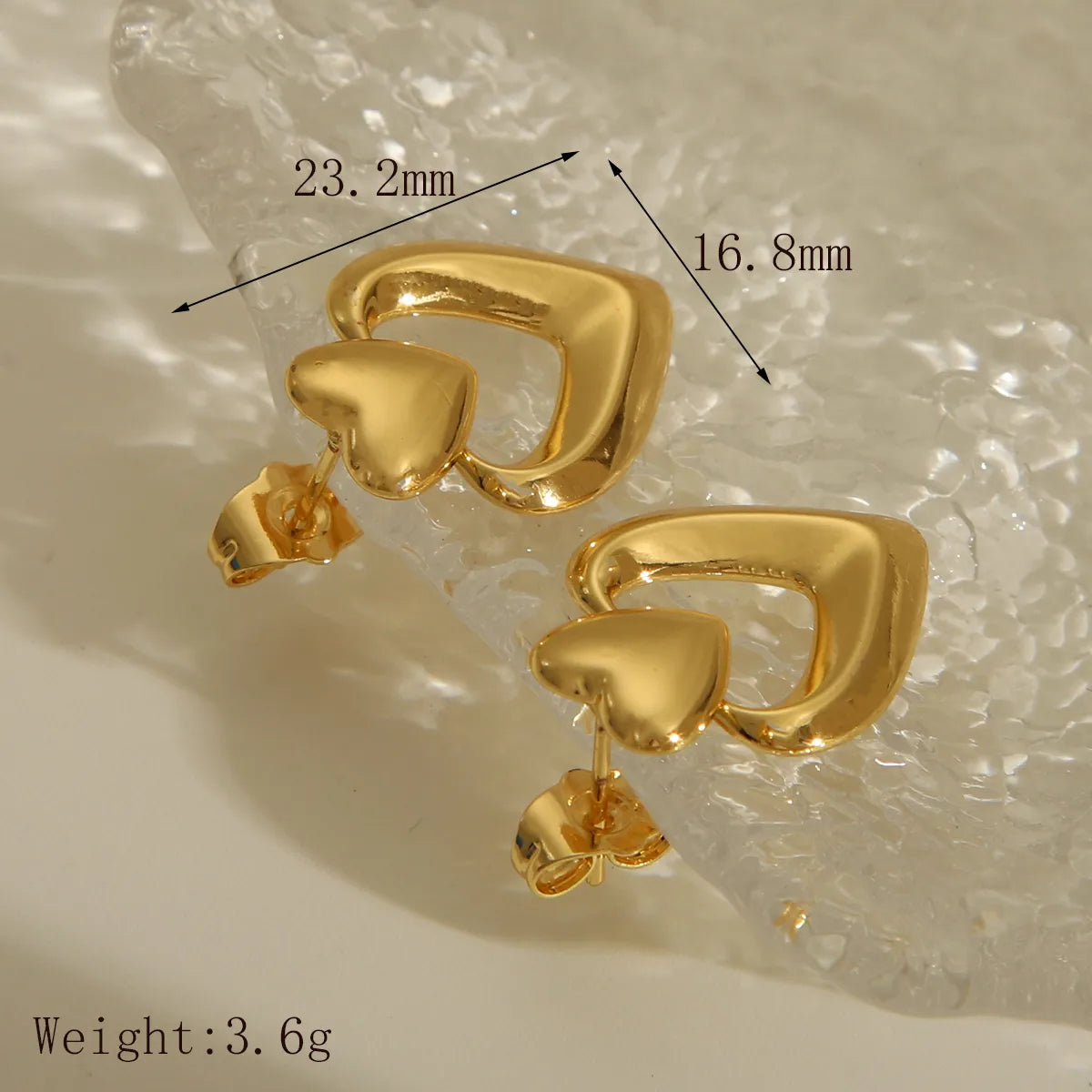 1 Pair IG Style Sweet Commute Heart Shape Plated Copper 18K Gold Plated Ear Studs