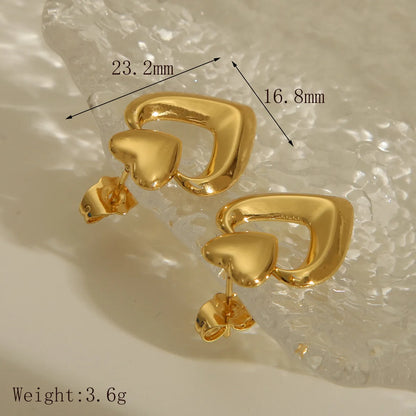 1 Pair IG Style Sweet Commute Heart Shape Plated Copper 18K Gold Plated Ear Studs