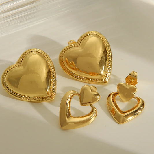 1 Pair IG Style Sweet Commute Heart Shape Plated Copper 18K Gold Plated Ear Studs