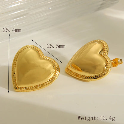 1 Pair IG Style Sweet Commute Heart Shape Plated Copper 18K Gold Plated Ear Studs