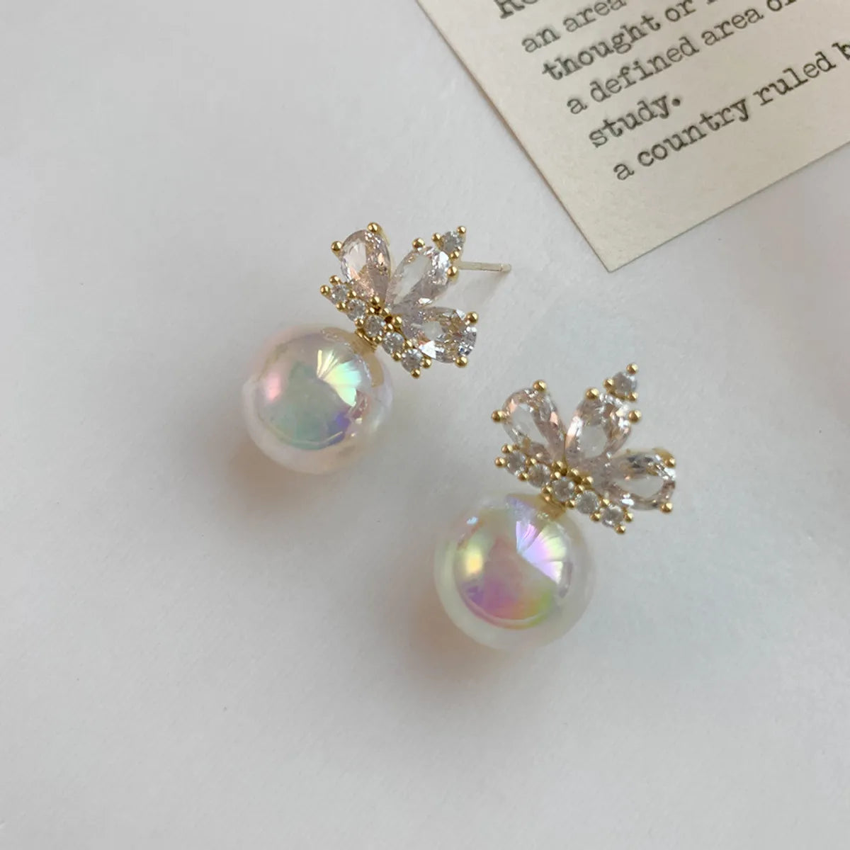 1 Pair IG Style Sweet Crown Inlay Copper Artificial Pearls Zircon 18K Gold Plated Drop Earrings