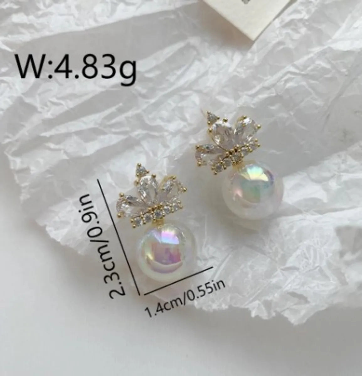 1 Pair IG Style Sweet Crown Inlay Copper Artificial Pearls Zircon 18K Gold Plated Drop Earrings