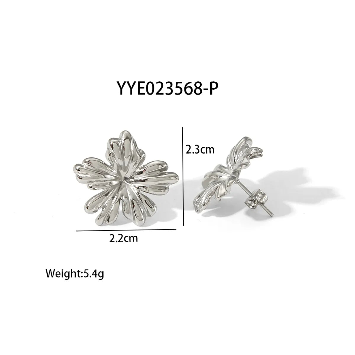 1 Pair IG Style Sweet Five Petal Flower Flower Polishing 304 Stainless Steel 18K Gold Plated Ear Studs