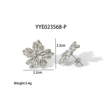 1 Pair IG Style Sweet Five Petal Flower Flower Polishing 304 Stainless Steel 18K Gold Plated Ear Studs