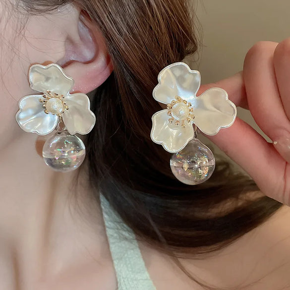 1 Pair IG Style Sweet Flower Alloy Drop Earrings
