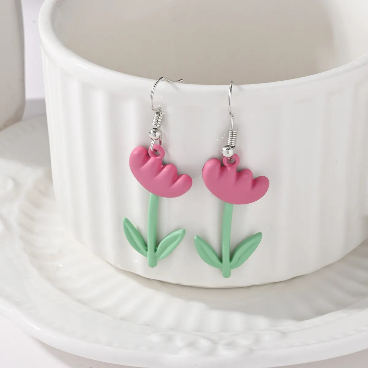 1 Pair IG Style Sweet Flower Alloy Drop Earrings