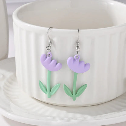 1 Pair IG Style Sweet Flower Alloy Drop Earrings