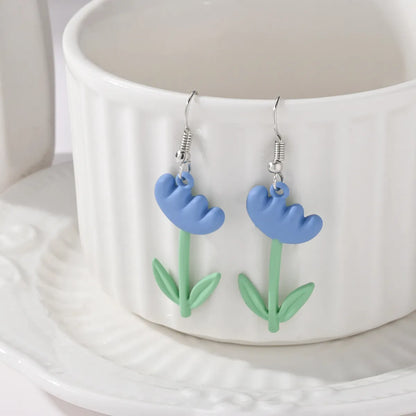 1 Pair IG Style Sweet Flower Alloy Drop Earrings